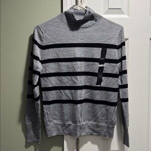 Banana Republic Gray and Black Merino Wool Turtleneck